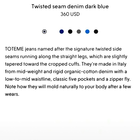 NWT Toteme Twisted Seam Denim - Dark Blue Jeans - Picture 8 of 8